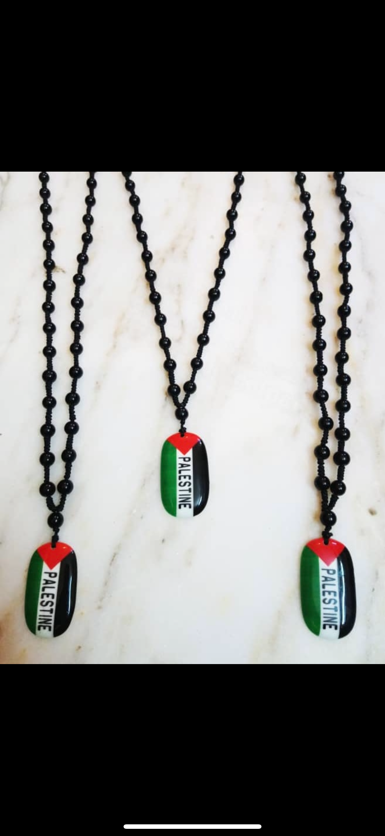 Beaded necklace with Palestine map