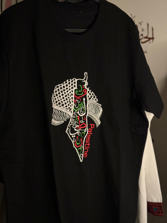 T-Shirts embroidery Palestine Map-unisex + Kids sizes