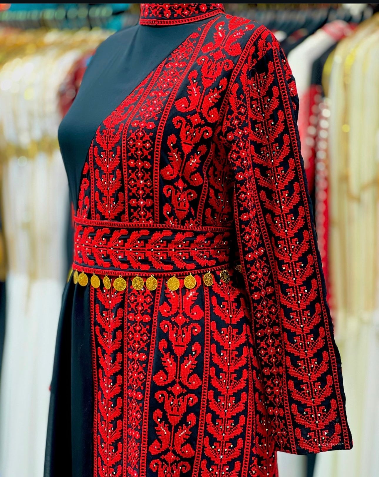 Black and red beaded dress with traditional embroidery 2024 #2