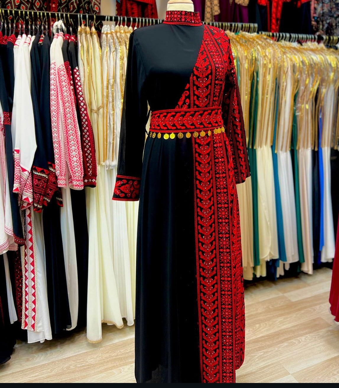 Black and red beaded dress with traditional embroidery 2024 #2