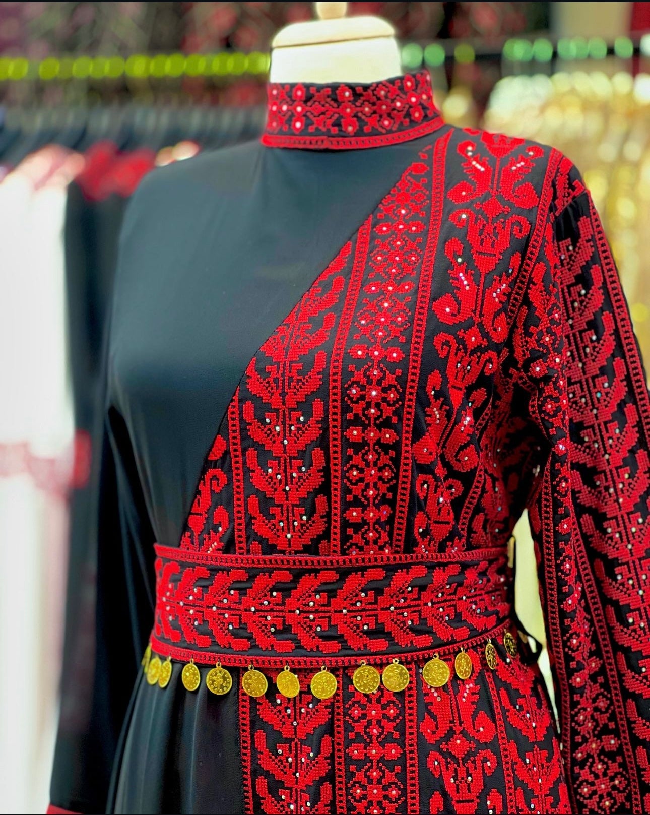 Black and red beaded dress with traditional embroidery 2024 #2