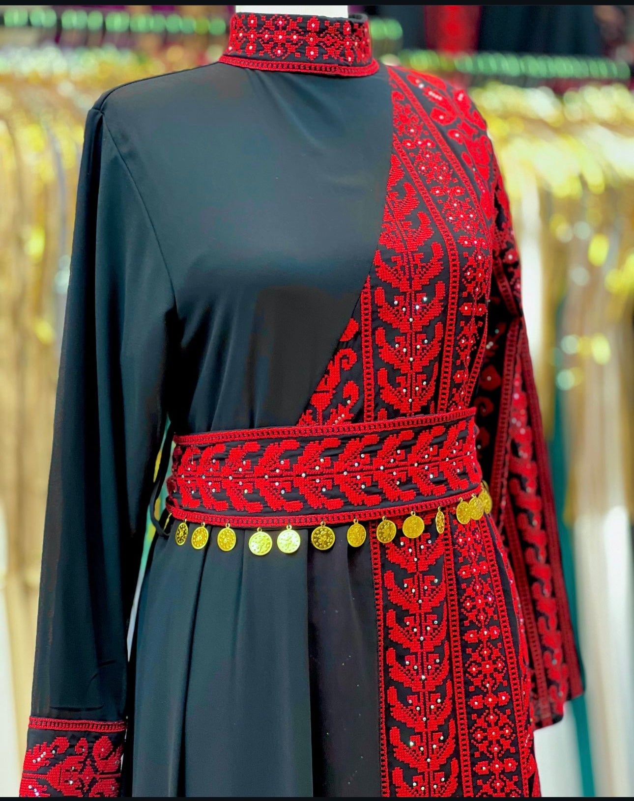 Black and red beaded dress with traditional embroidery 2024 #2