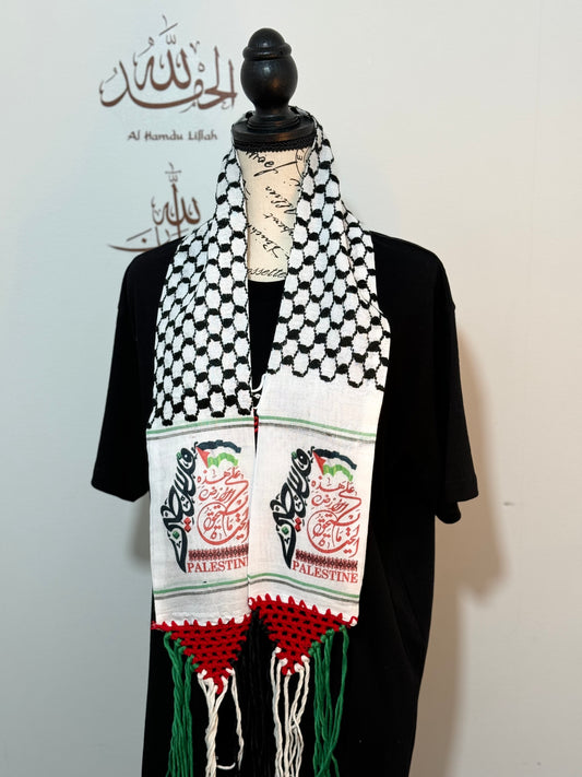 Palestine scarf with traditional embroidery