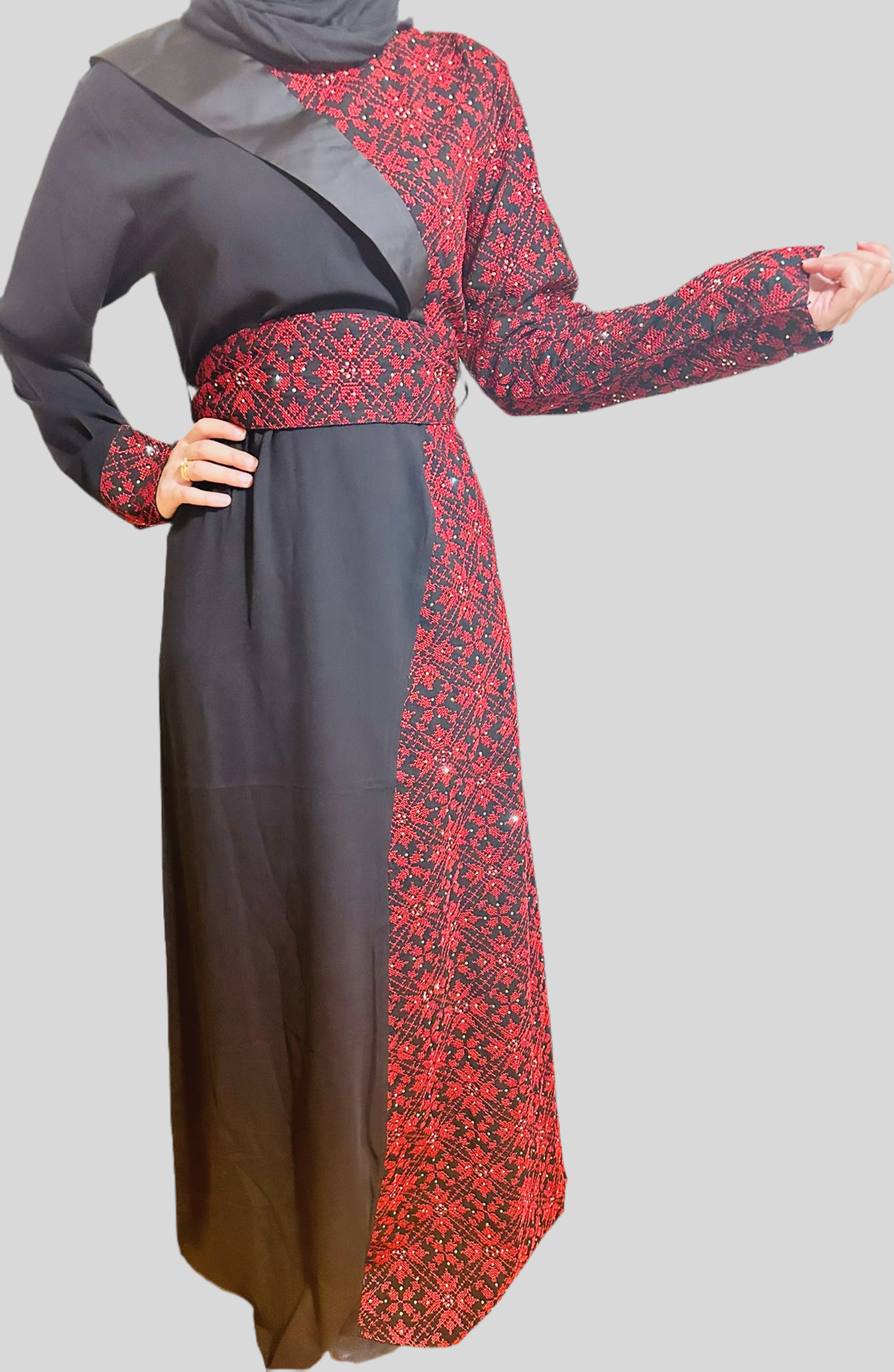 Black and red beaded dress with traditional embroidery 2024 #4