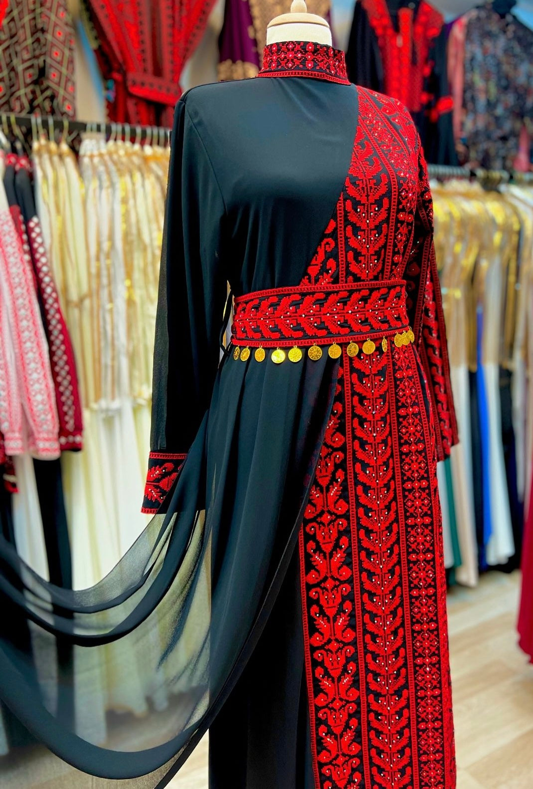 Black and red beaded dress with traditional embroidery 2024 #2