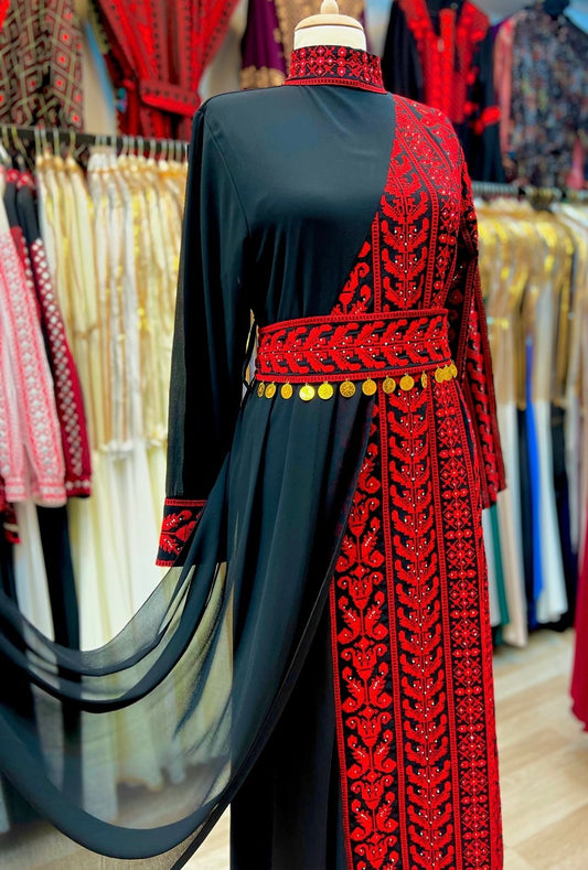 Black and red beaded dress with traditional embroidery 2024 #2