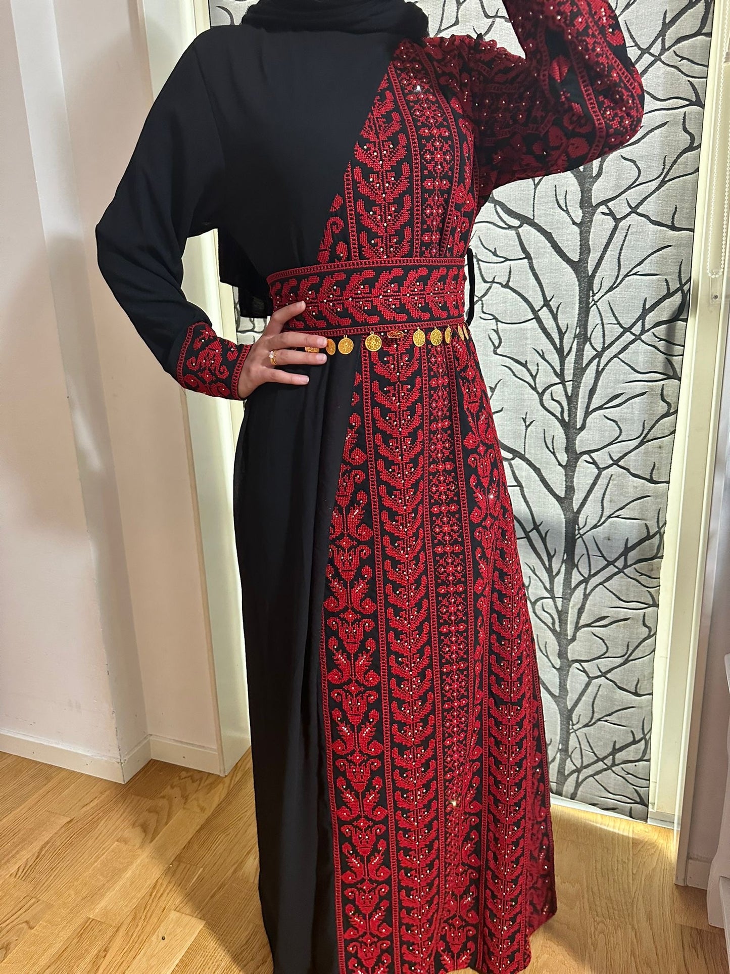 Black and red beaded dress with traditional embroidery 2024 #2