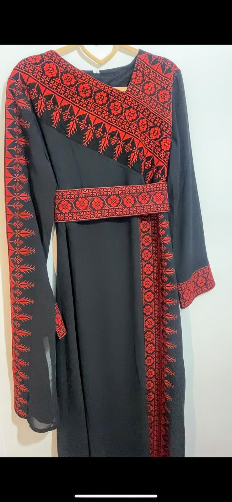 Black Dress with red traditional embroidery.