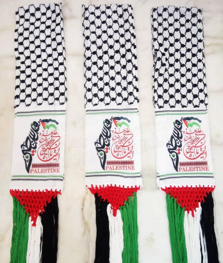 Palestine scarf with traditional embroidery