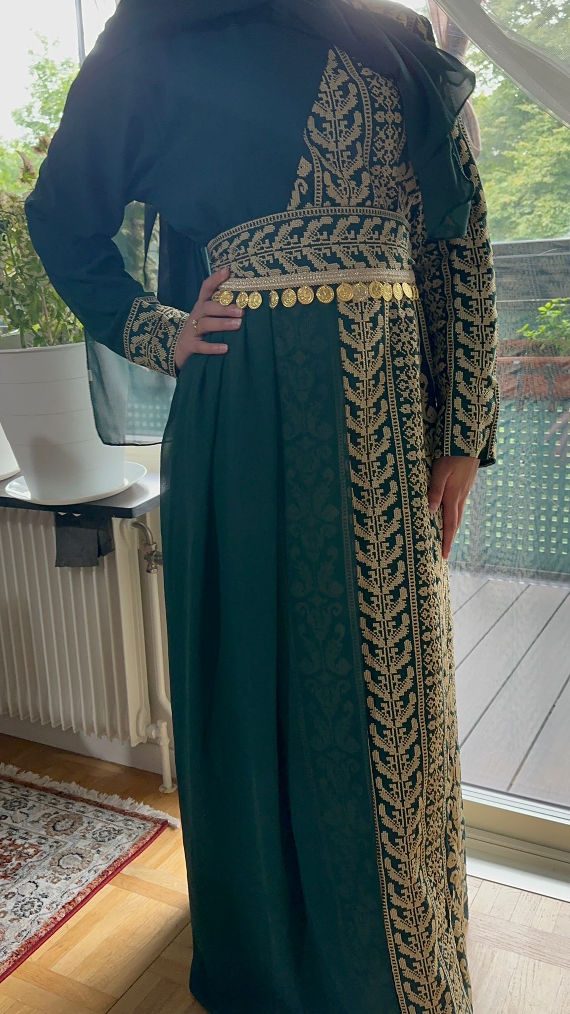 Olive Dress with traditional embroidery 2024