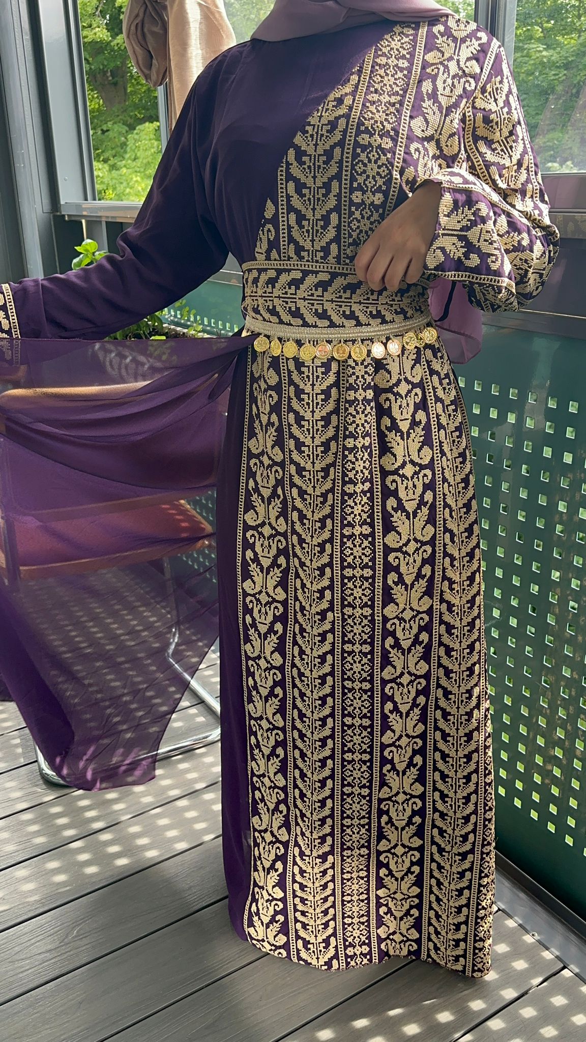 Purple Dress with  traditional embroidery 2024