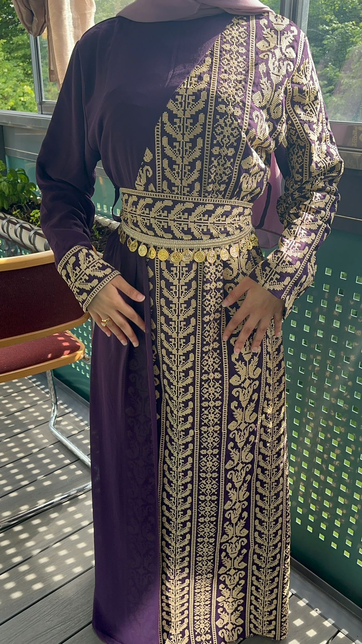 Purple Dress with  traditional embroidery 2024