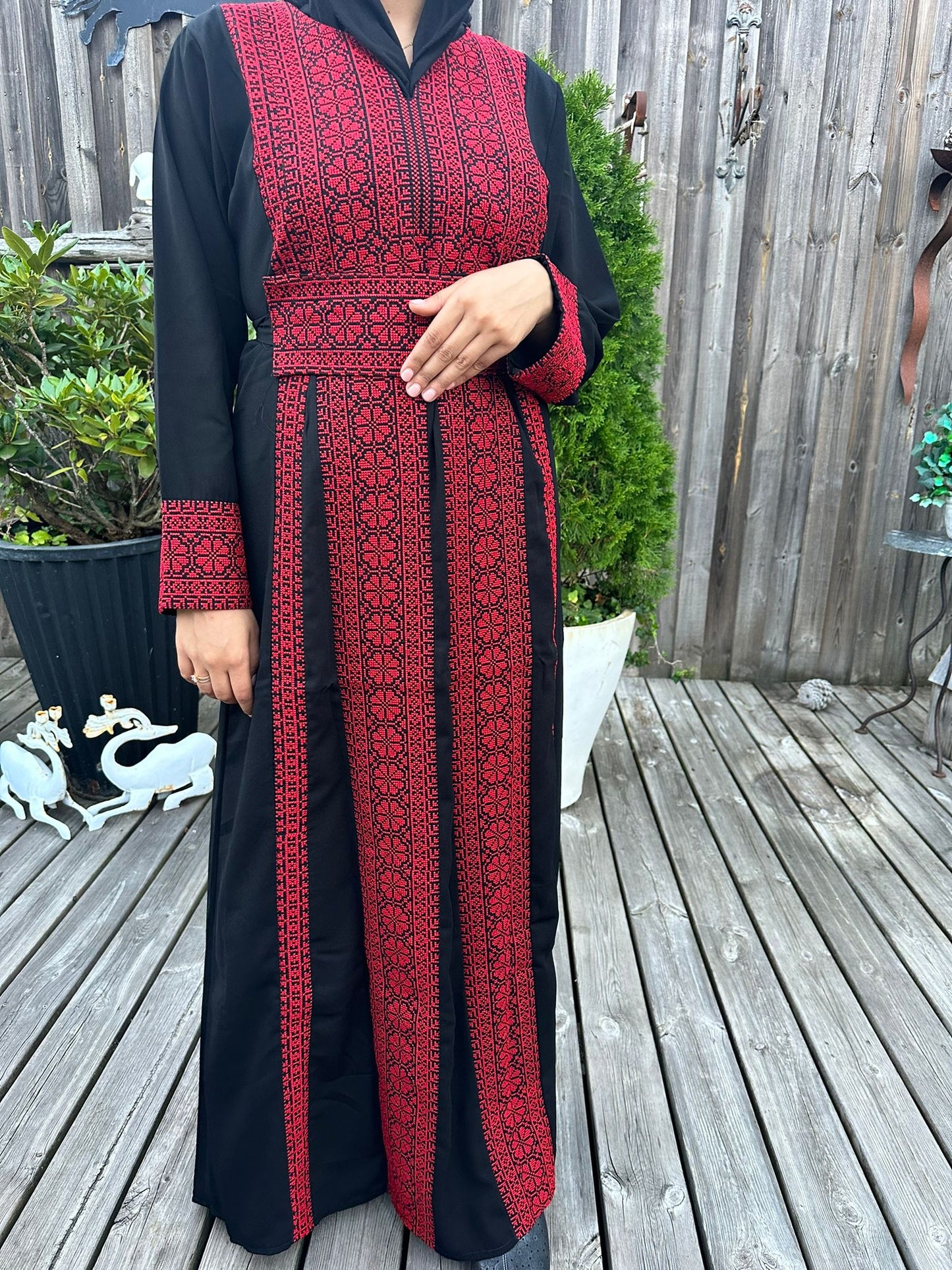 Black Thobe with Red  traditional embroidery.#4