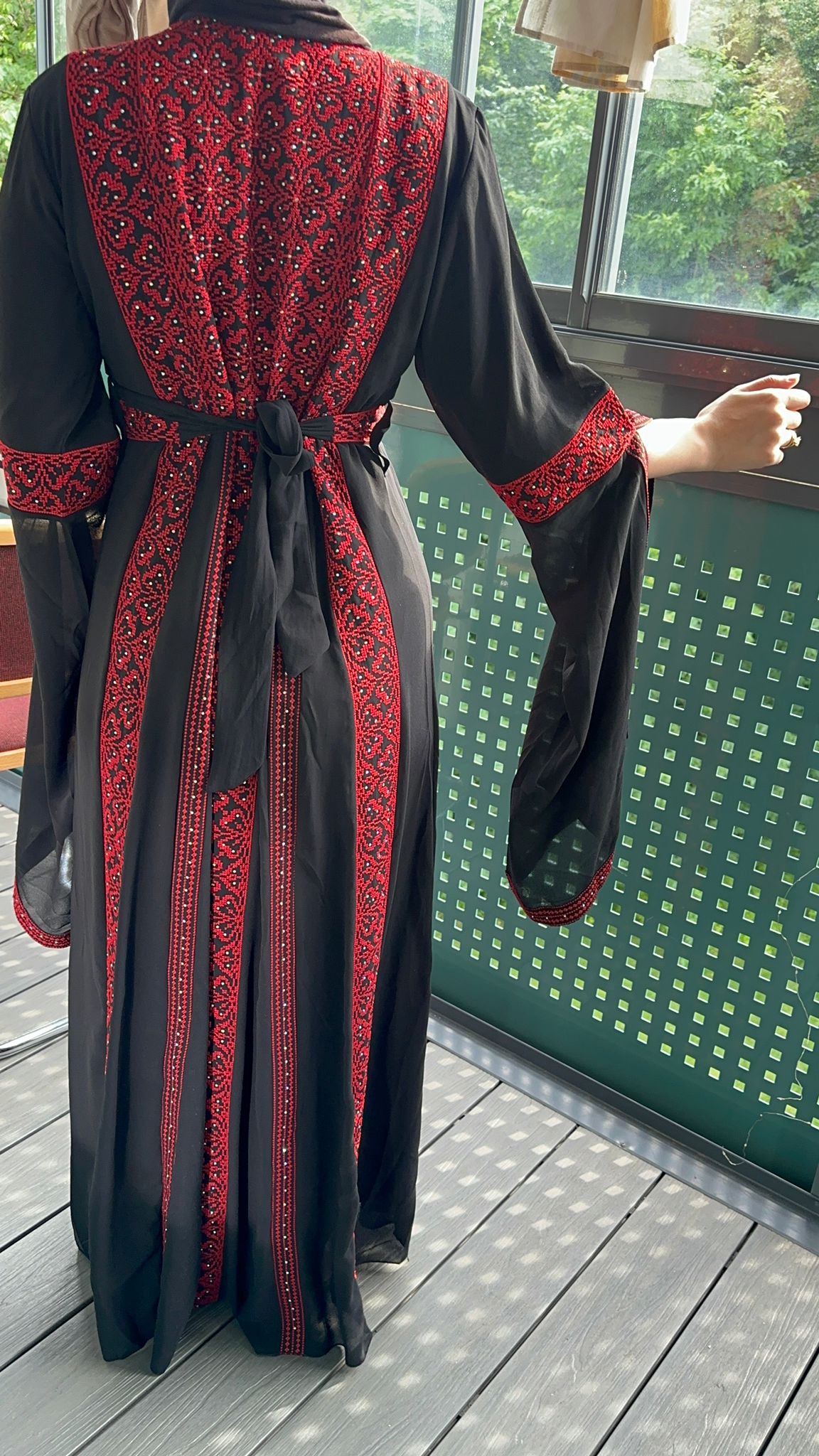 Black and red beaded dress with traditional embroidery 2024