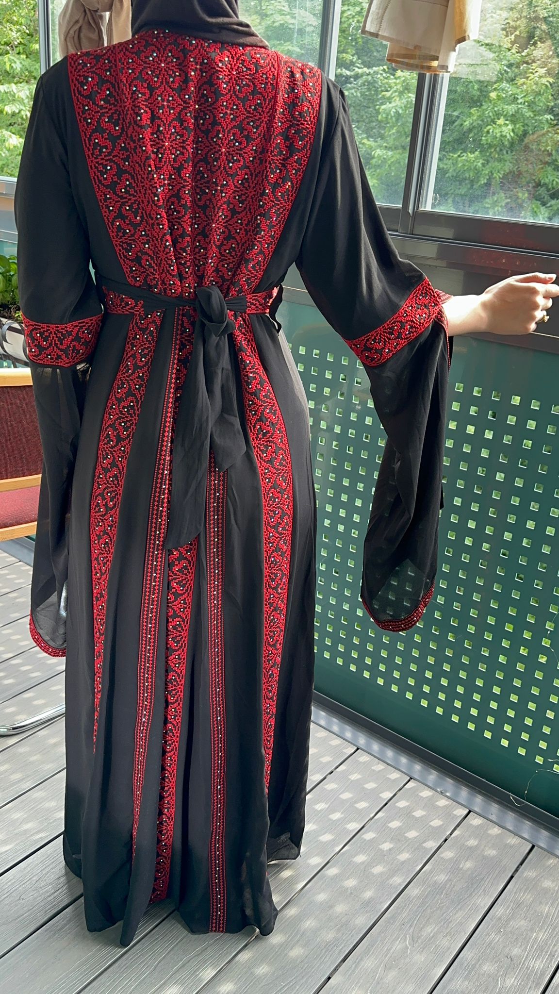 Black and red beaded dress with traditional embroidery 2024