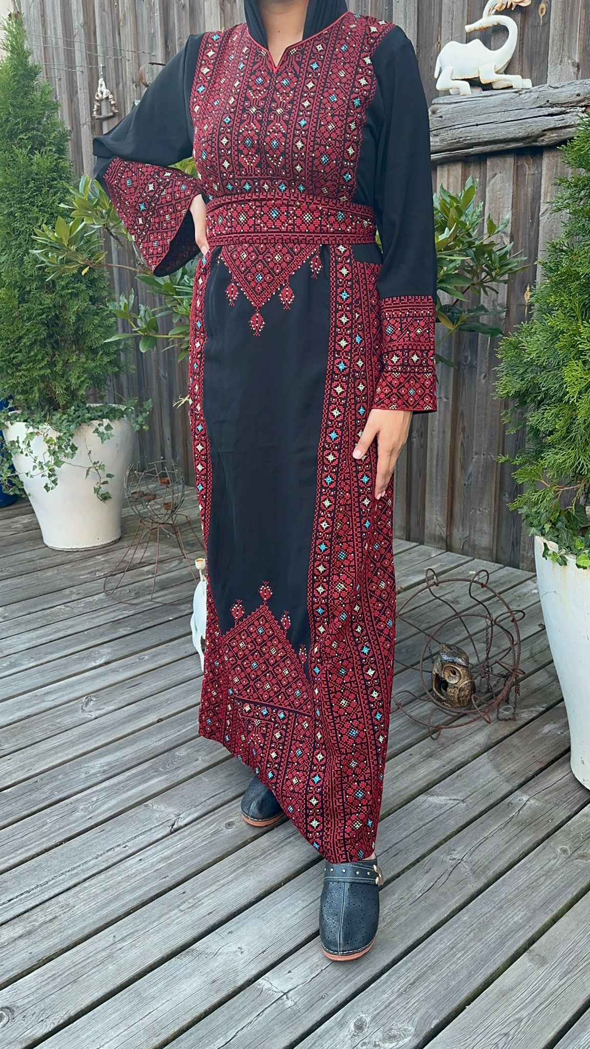 Black and red beaded dress with traditional embroidery 2024 #3