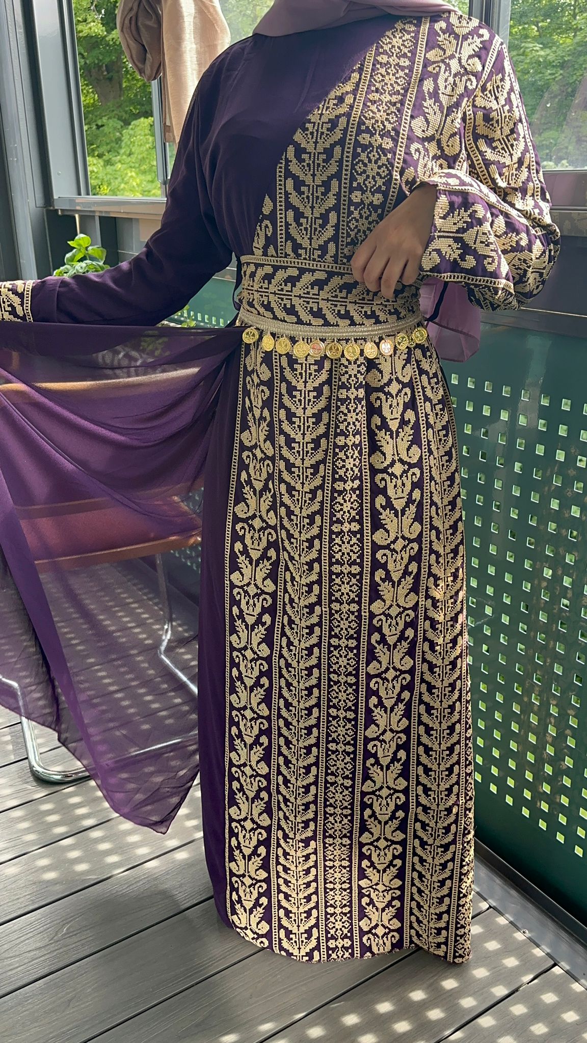 Purple Dress with  traditional embroidery 2024