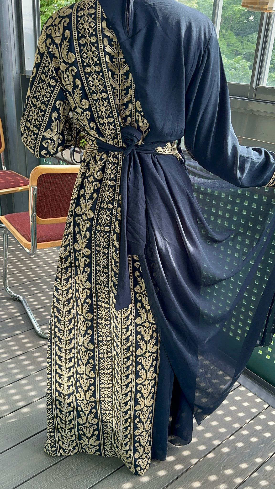 Royal blue Dress with traditional embroidery 2024