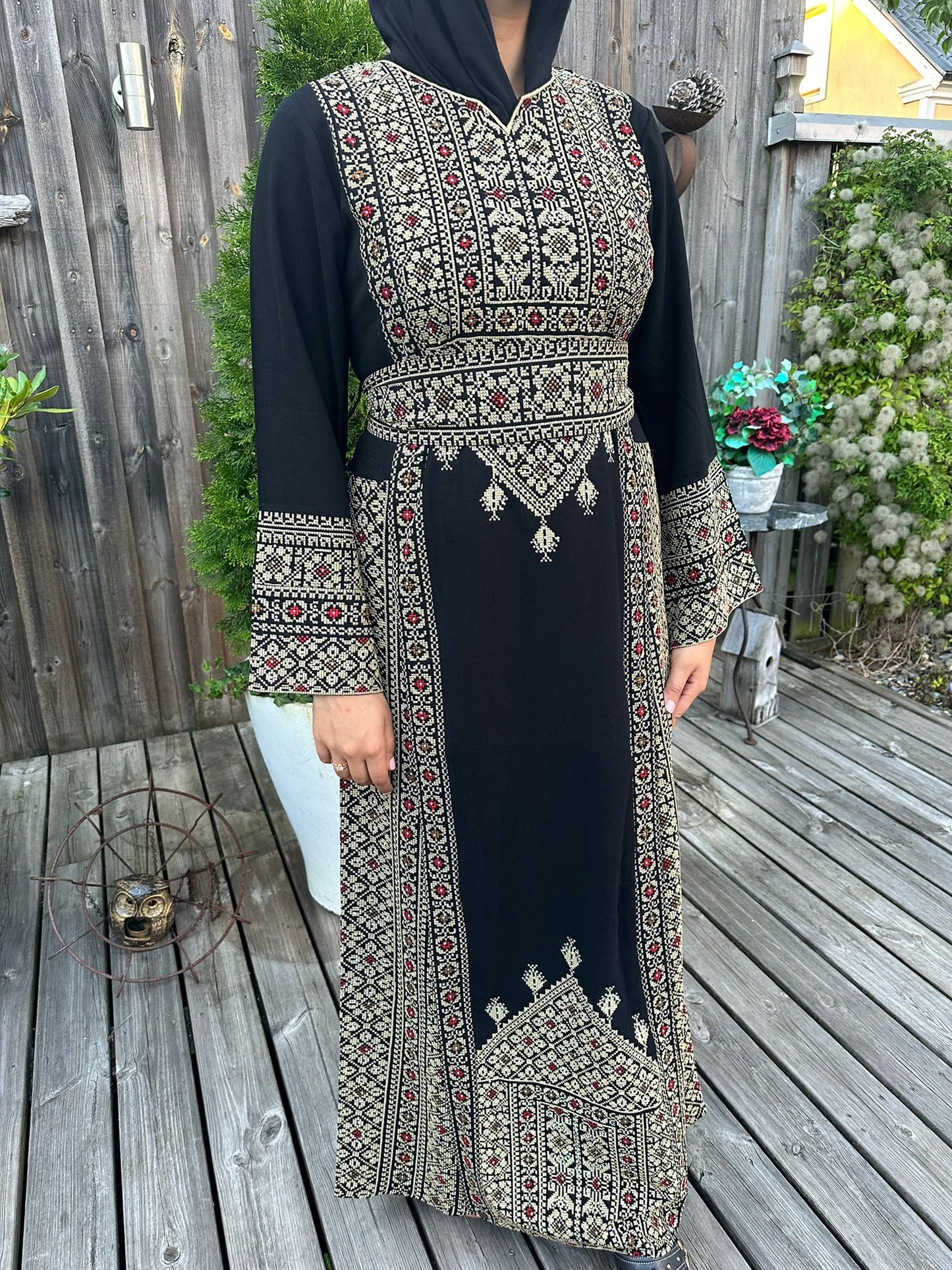 Black and Beige beaded dress with traditional embroidery 2024 #3