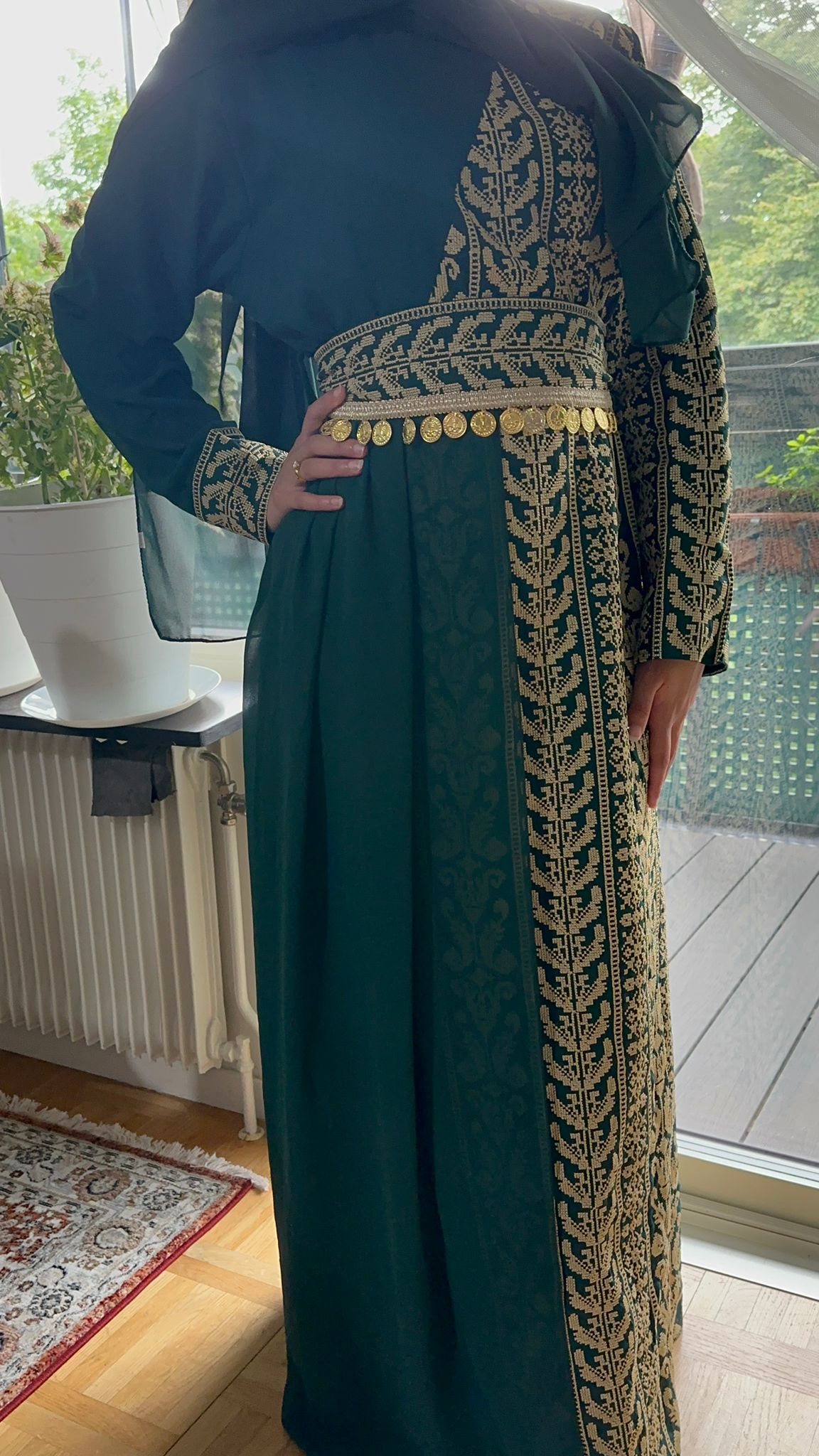 Olive Dress with traditional embroidery 2024