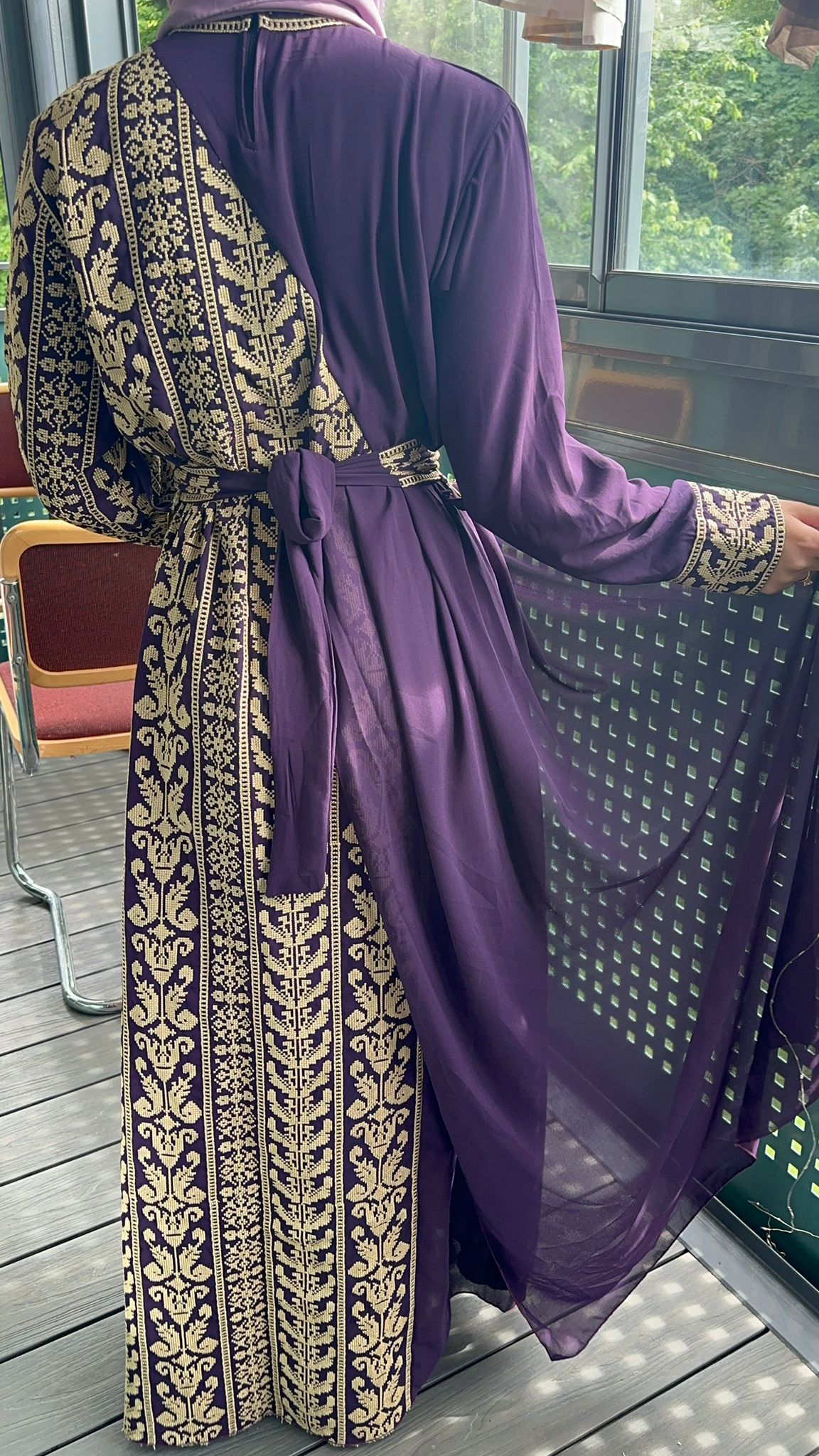 Purple Dress with  traditional embroidery 2024