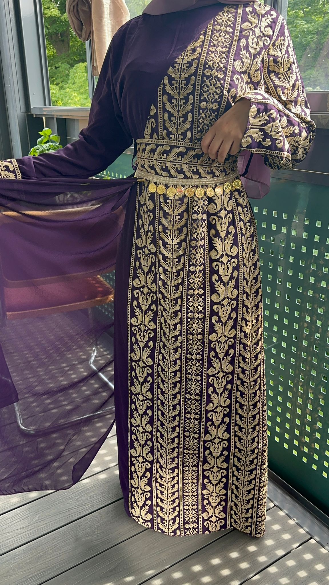 Purple Dress with  traditional embroidery 2024