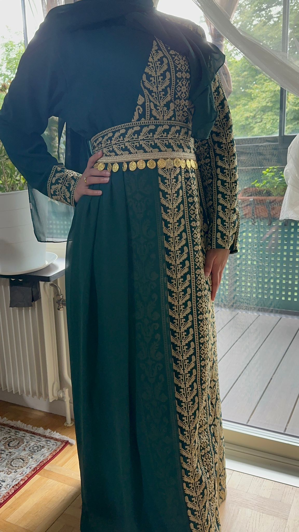 Olive Dress with traditional embroidery 2024