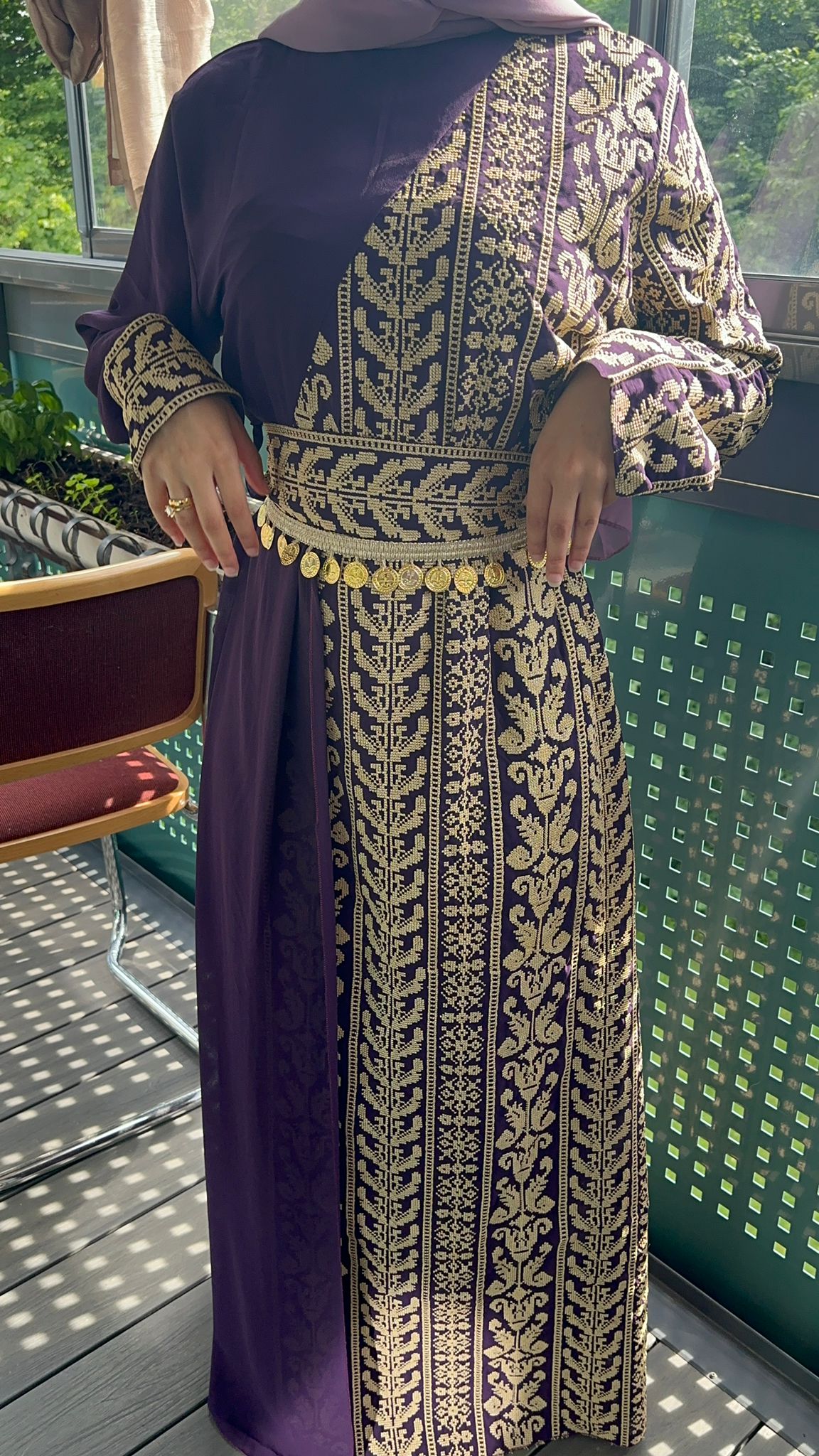 Purple Dress with  traditional embroidery 2024