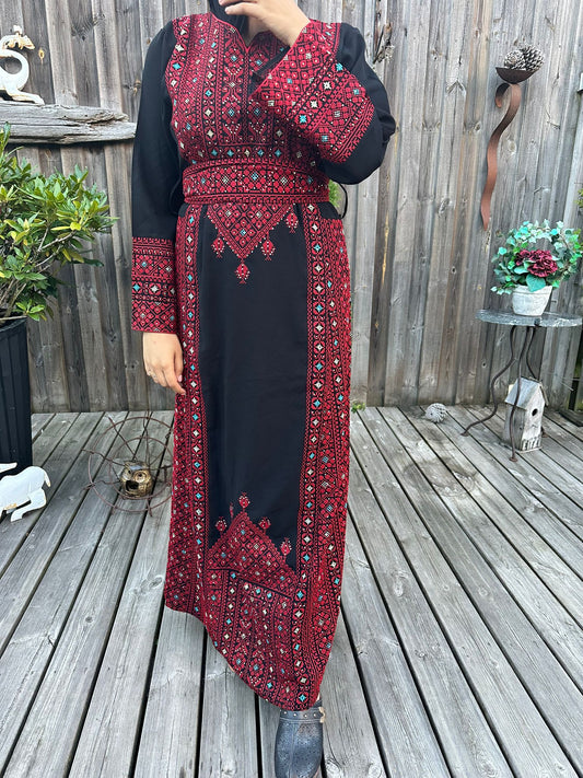 Black and red beaded dress with traditional embroidery 2024 #3